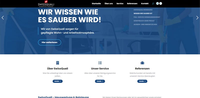 Website SwissQuali Reinigung – Hauswartung und Reinigungsservice Schweiz